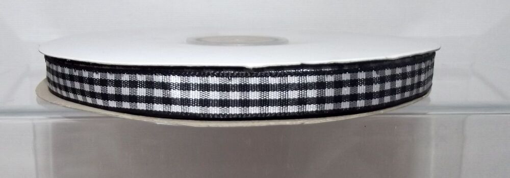 Gingham Ribbon 10/15/25mm Wide Black