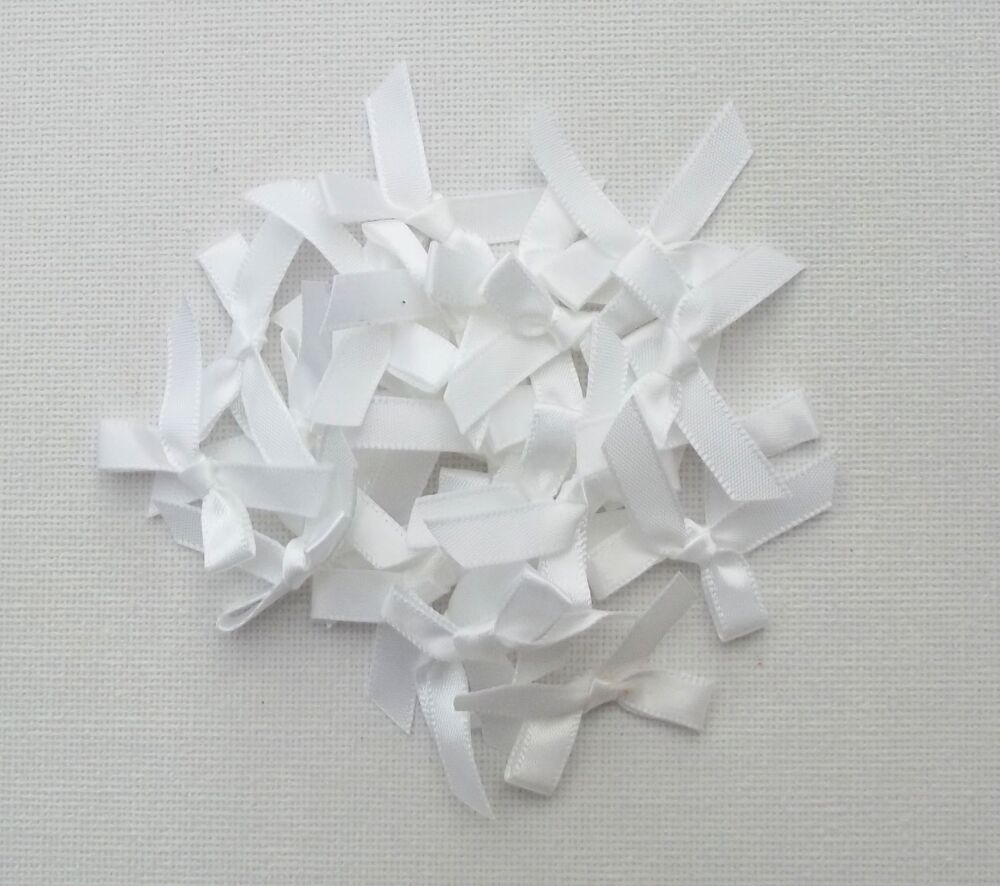 Satin Bows 7mm Plain Colour Packs of 20, 50 or 100 - White