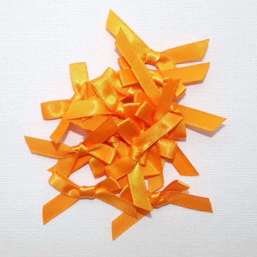 Satin Bows 7mm Plain Colour Packs of 20, 50 or 100 - Orange