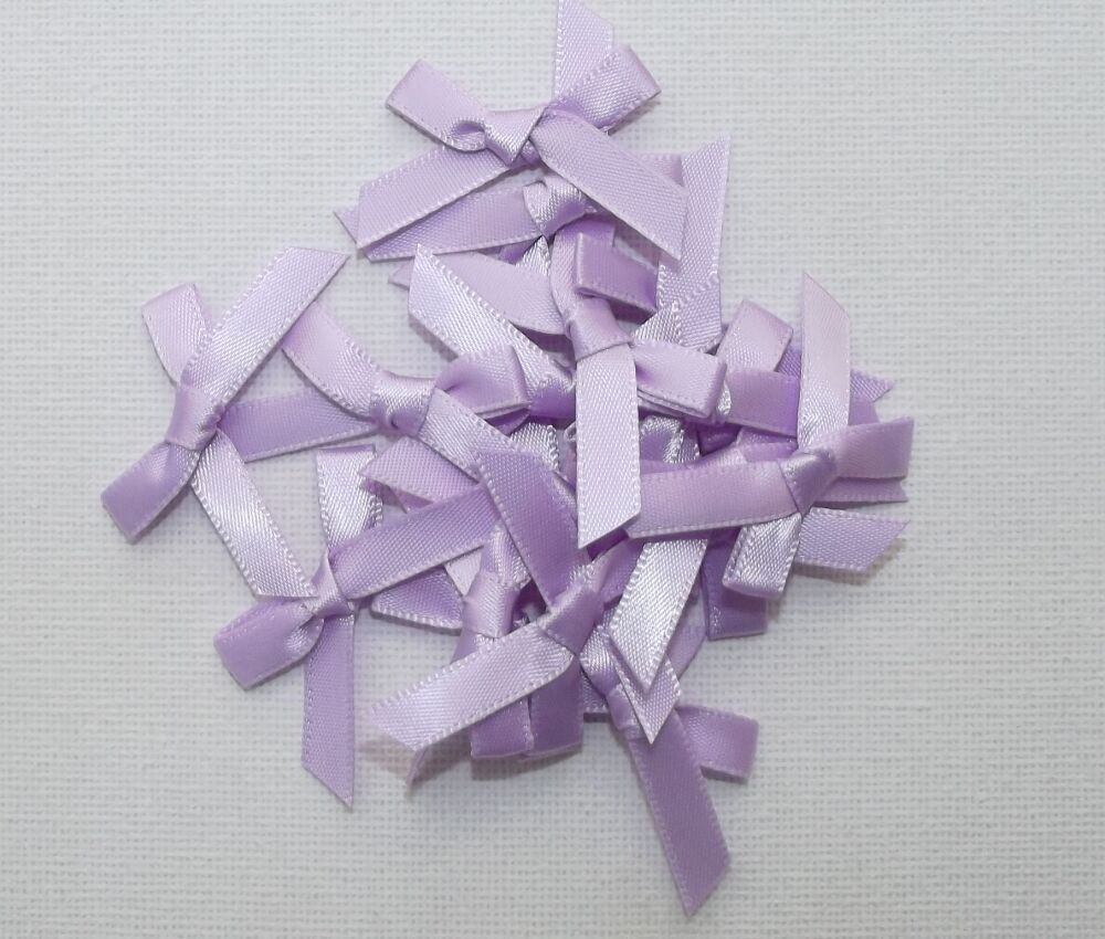 Satin Bows 7mm Plain Colour Packs of 20, 50 or 100 - Lilac