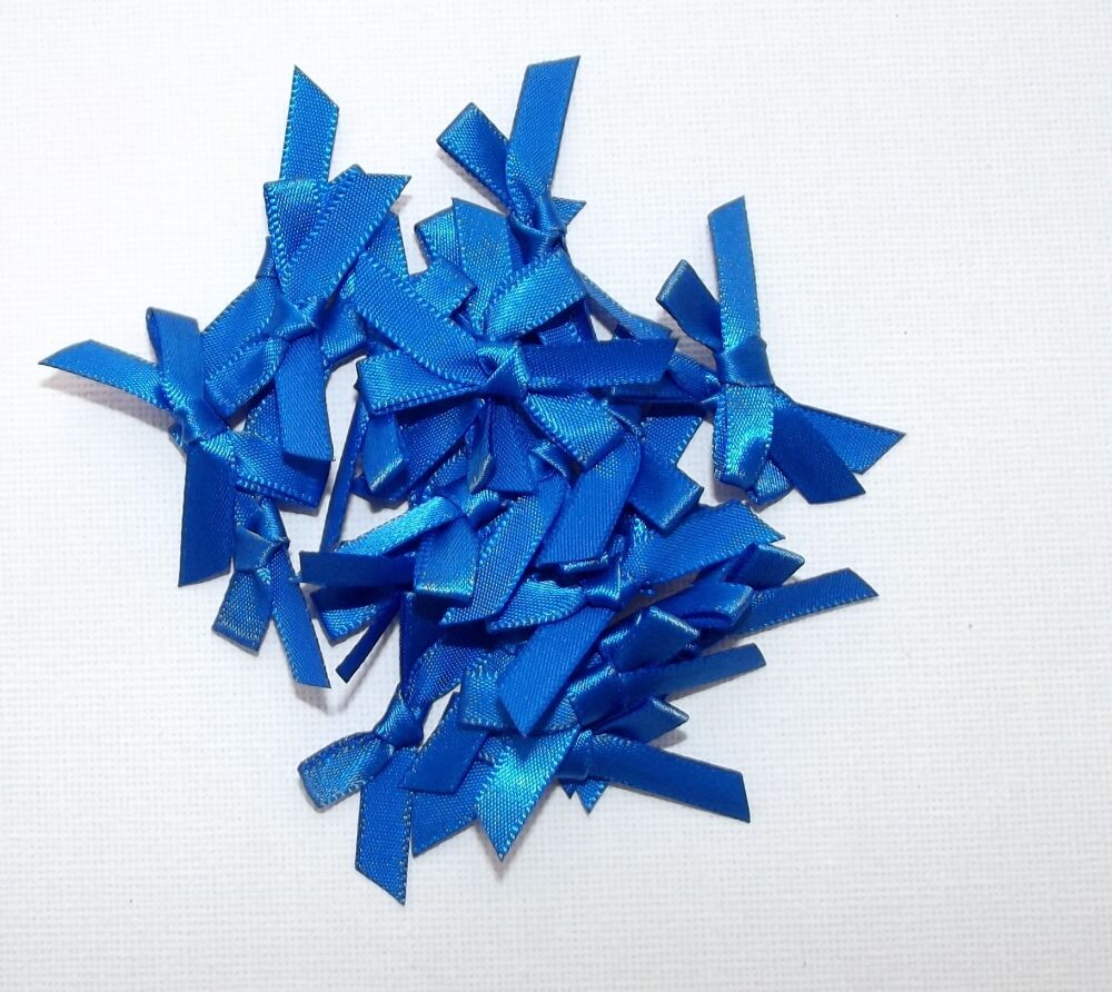 Satin Bows 7mm Plain Colour Packs of 20, 50 or 100 - Royal Blue