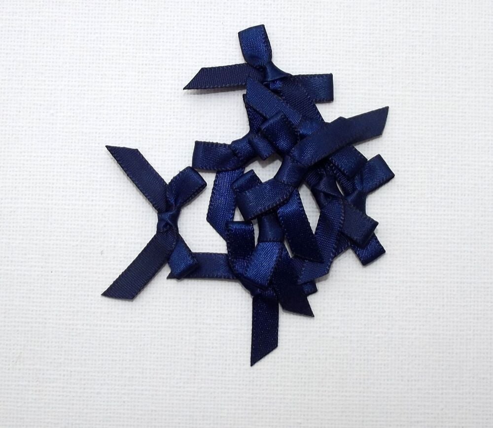 Satin Bows 7mm Plain Colour Packs of 20, 50 or 100 - Dark Navy