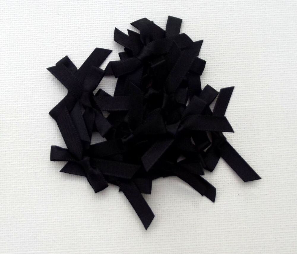 Satin Bows 7mm Plain Colour Packs of 20, 50 or 100 - Black