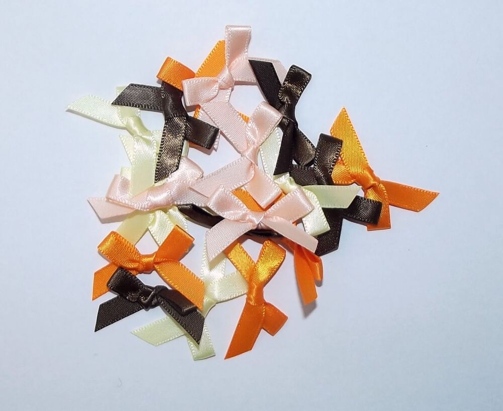 Satin Bows 7mm Plain Colour Packs of 20, 50 or 100 - Autumn