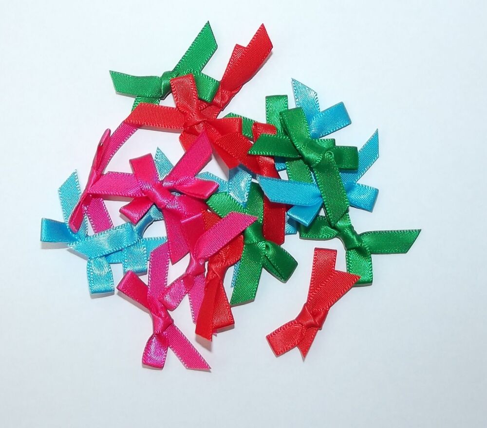 Satin Bows 7mm Plain Colour Packs of 20, 50 or 100 - Brights #2