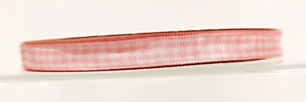 Gingham Ribbon 10/15/25mm Wide Baby Pink