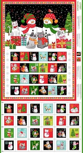 Santa Paws Advent Panel by Makower 60cm x 110cm approx Cats