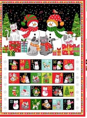 Santa Paws Advent Panel by Makower 60cm x 110cm approx Cats