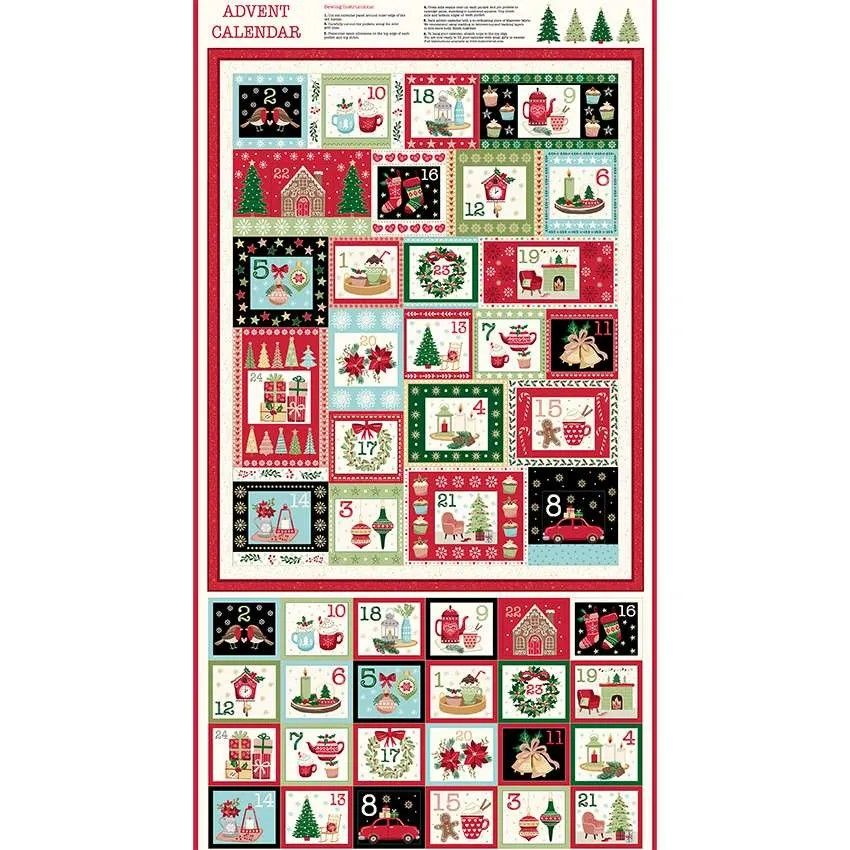 Cosy Christmas Advent Panel by Makower 60cm x 110cm approx 2574/1