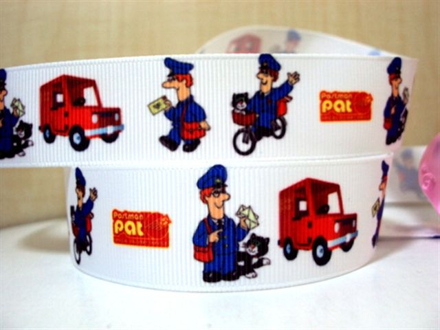 Postman Pat Grosgrain Ribbon 25mm Wide Sold per metre White