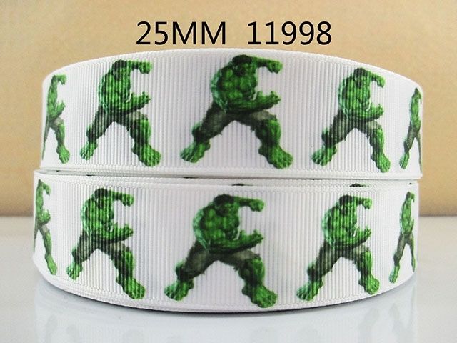 Incredible Hulk Grosgrain Ribbon 25mm Wide Sold per metre White