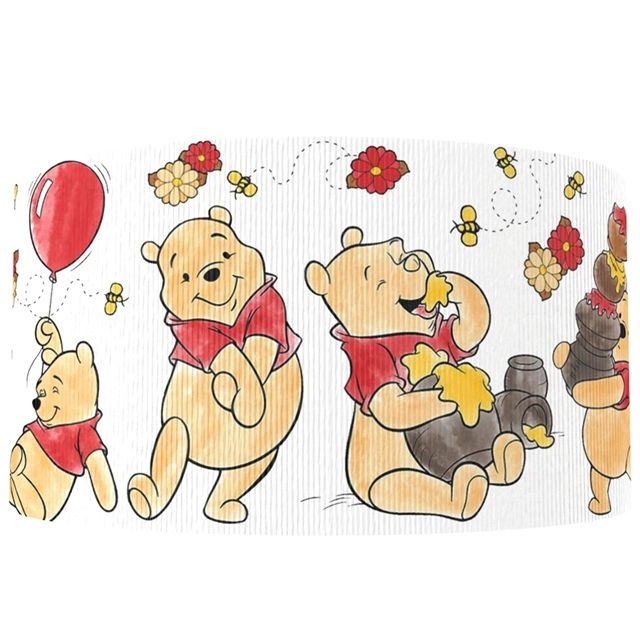 Winnie the Pooh Grosgrain Ribbon 16/25/38mm Widths Sold per Metre White