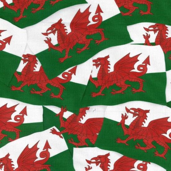 Wales Welsh Flag Fabric 112cm (44") Wide Sold as FQ, 1/2m or 1m 11310