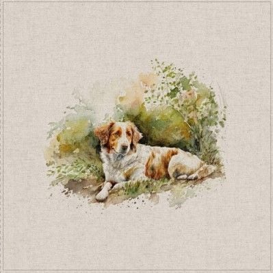 Garden Dogs Panels Linen Look Cotton Rich Cushion Upholstery - Set of 3 Panels #1