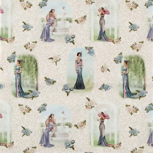 Art Deco Fabric Debbie Moore 112cm (44") wide approx. Sold as FQ, 1/2m or 1m 3345-03 Garden Estate