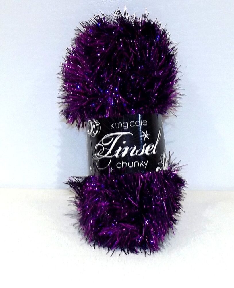 King Cole Tinsel Yarn Knitting Crochet Crafts 100g Ball - Purple #218