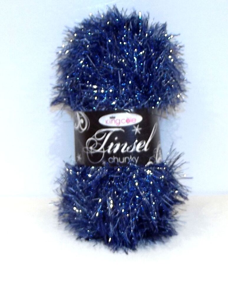 King Cole Tinsel Yarn Knitting Crochet Crafts 100g Ball - Sapphire #3302