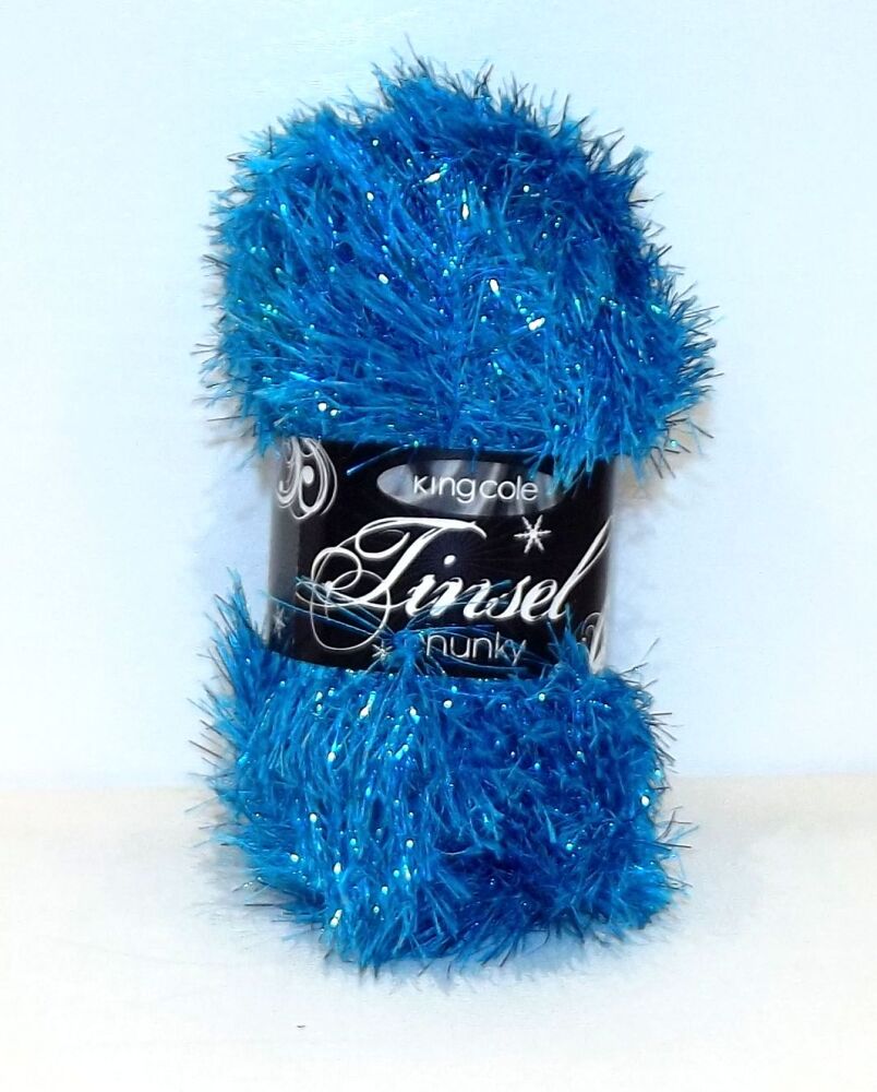 King Cole Tinsel Yarn Knitting Crochet Crafts 100g Ball - Turquoise #1583