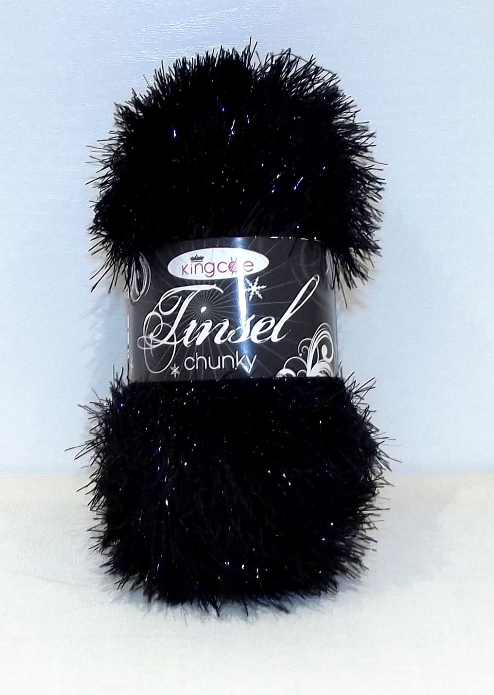 King Cole Tinsel Yarn Knitting Crochet Crafts 100g Ball - Black #230