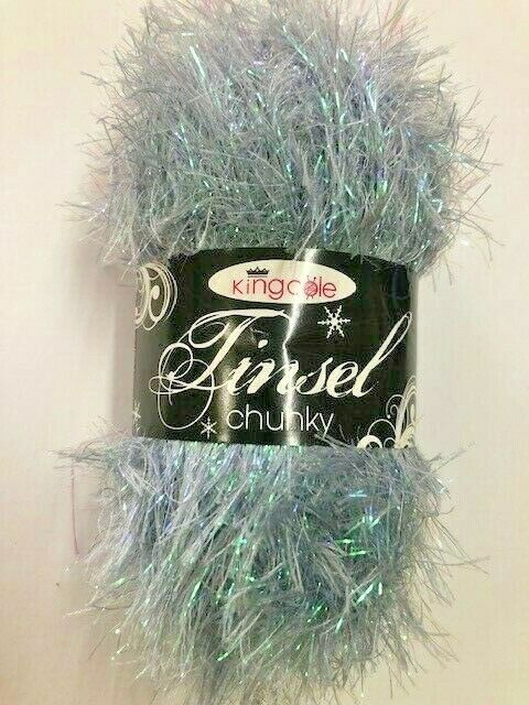 King Cole Tinsel Yarn Knitting Crochet Crafts 100g Ball - Frozen #3423