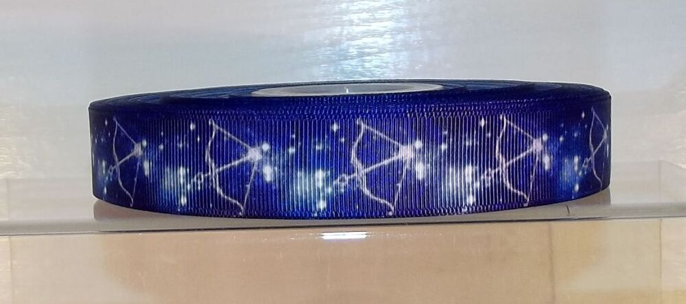 Star Signs Grosgrain Ribbon 22mm Wide - Sold per Metre - Blue