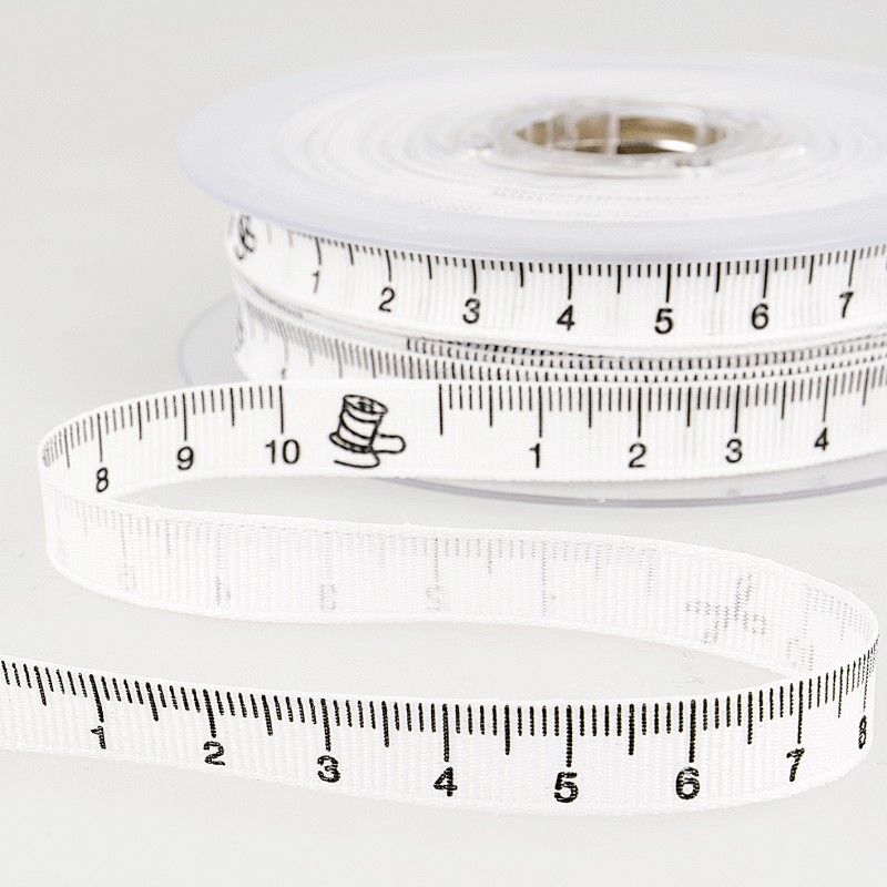 Tape Measure Grosgrain Ribbon 10mm Wide - Sold per Metre - 5 Colours