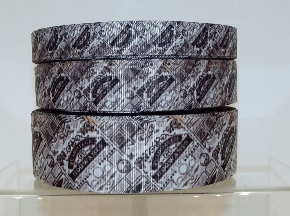 Harry Potter Grosgrain Ribbon 16/22/38mm Wide - Quidditch Dark Brown - Sold