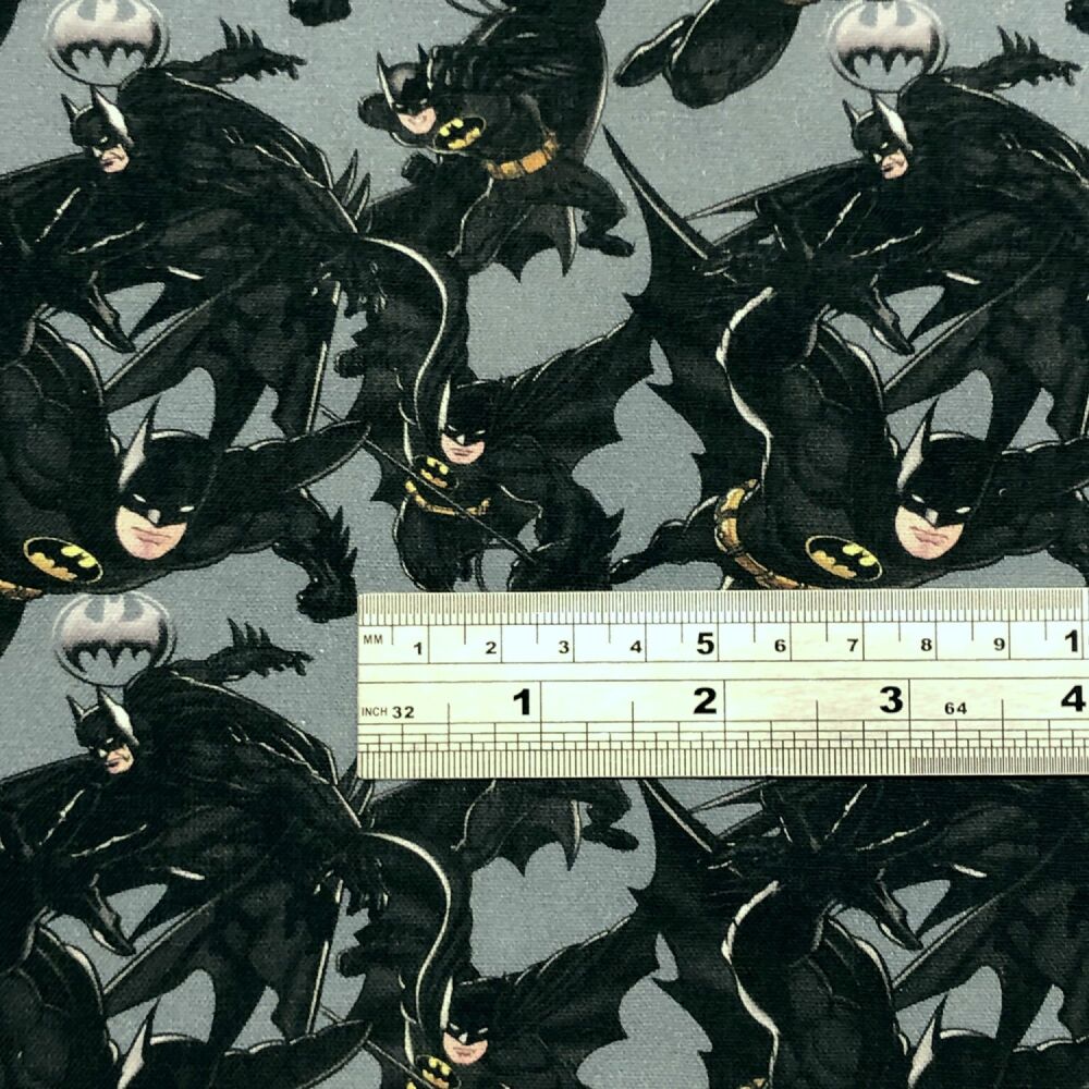 Batman Fabric 135cm (54") wide approx. Sold as FQ, 1/2m or 1m Black/Grey
