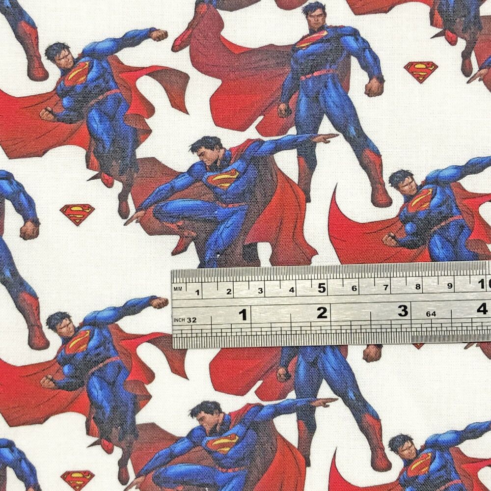 Superman Fabric 135cm (54") wide approx. Sold as FQ, 1/2m or 1m Red/Blue
