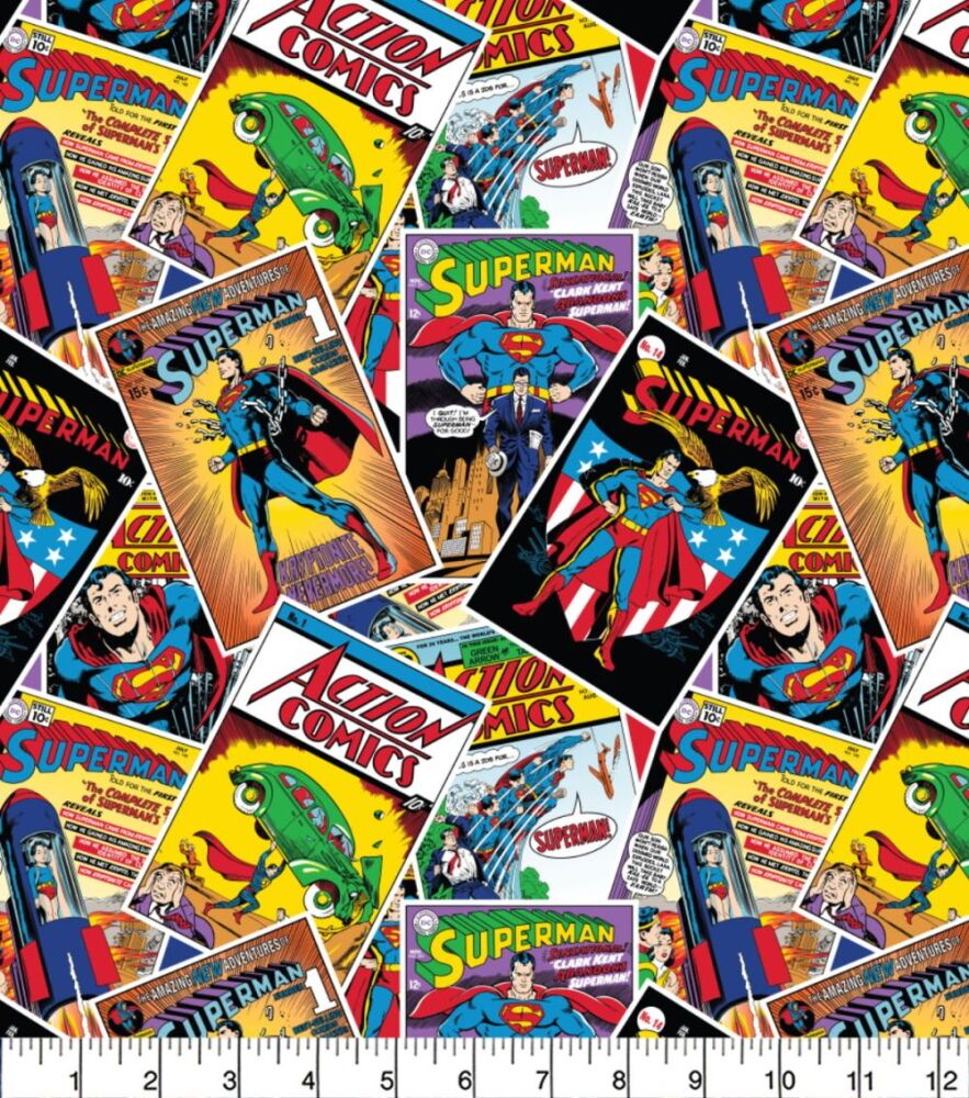 Superman Fabric 112cm (44") wide approx. Sold as FQ, 1/2m or 1m length Scenes Posters