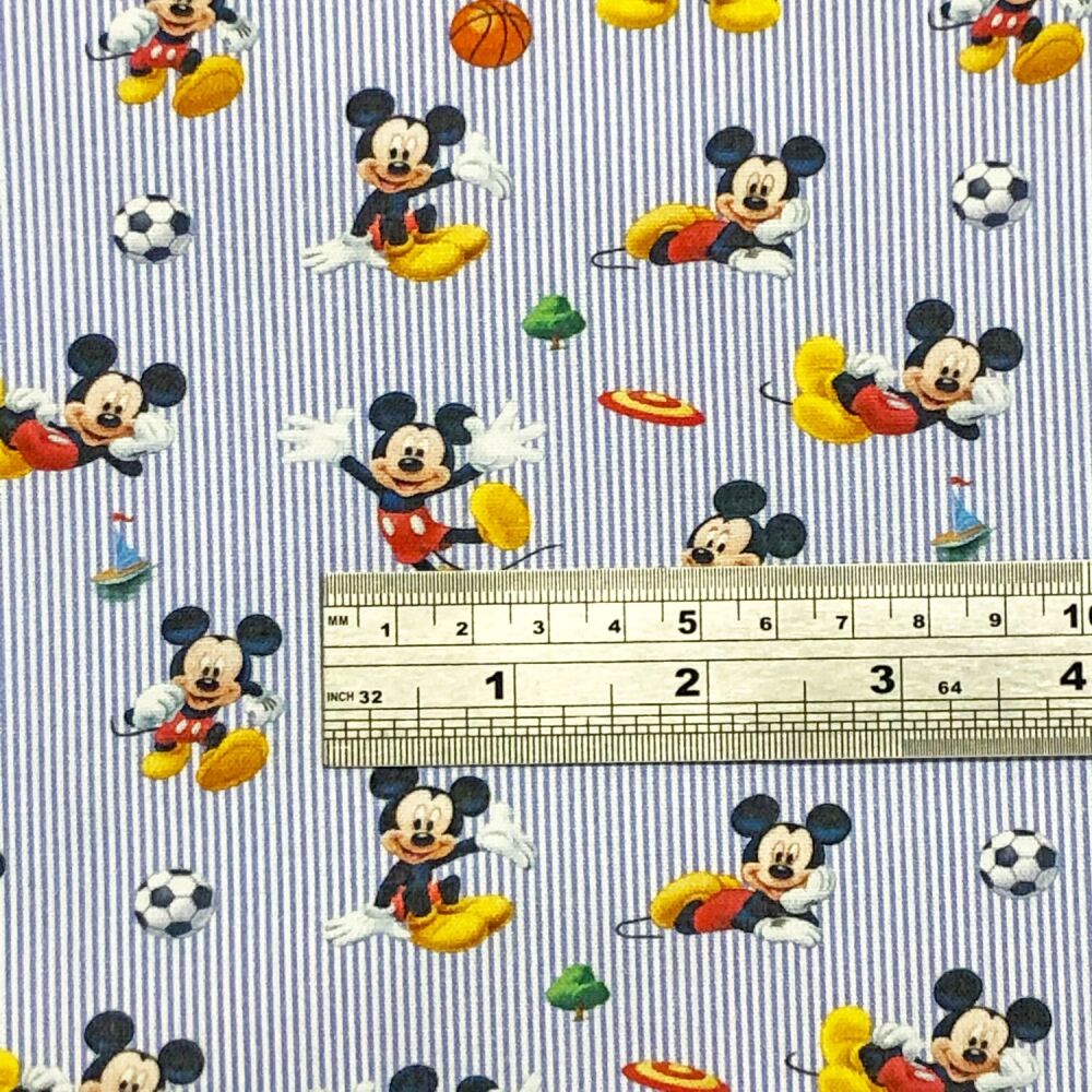 Mickey Mouse Fabric 135cm (54") wide approx. Sold as FQ, 1/2m or 1m Sports Stripes