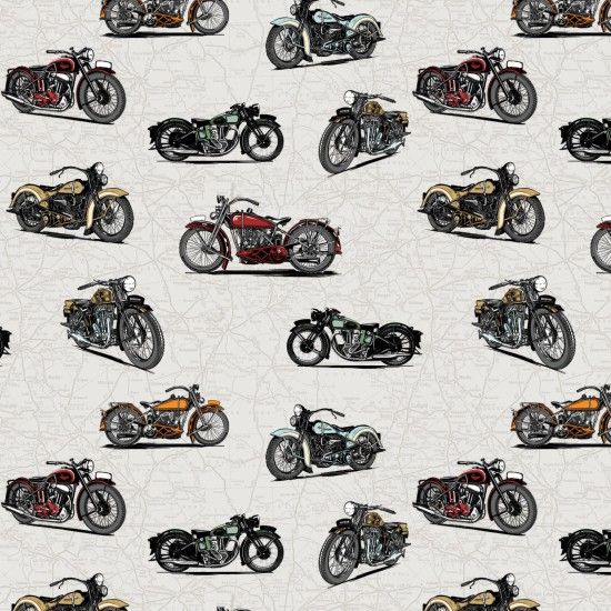 Live to Ride Motorbike Fabric 112cm (44") Wide Sold as FQ, 1/2m or 1m 81440-102 Scatter