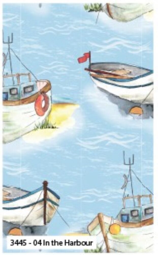 A Day by the Sea Fabric Debbie Shore 112cm (44") wide approx. Sold as FQ, 1/2m or 1m 3445-04 In the Harbour