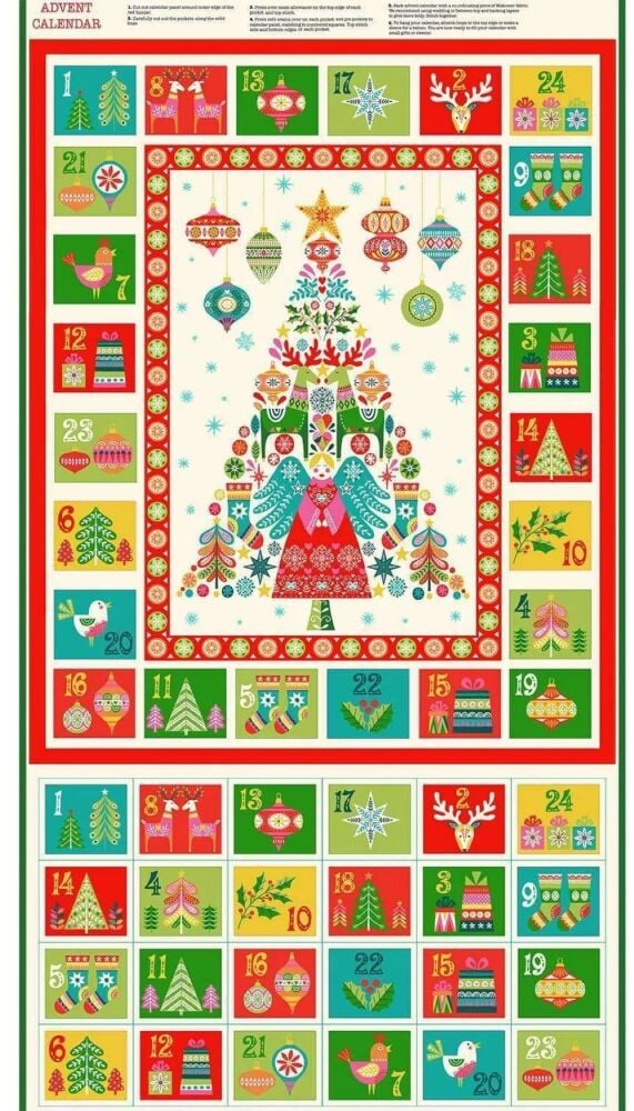 Christmas Brights Advent Panel by Makower 60cm x 110cm approx 025/1