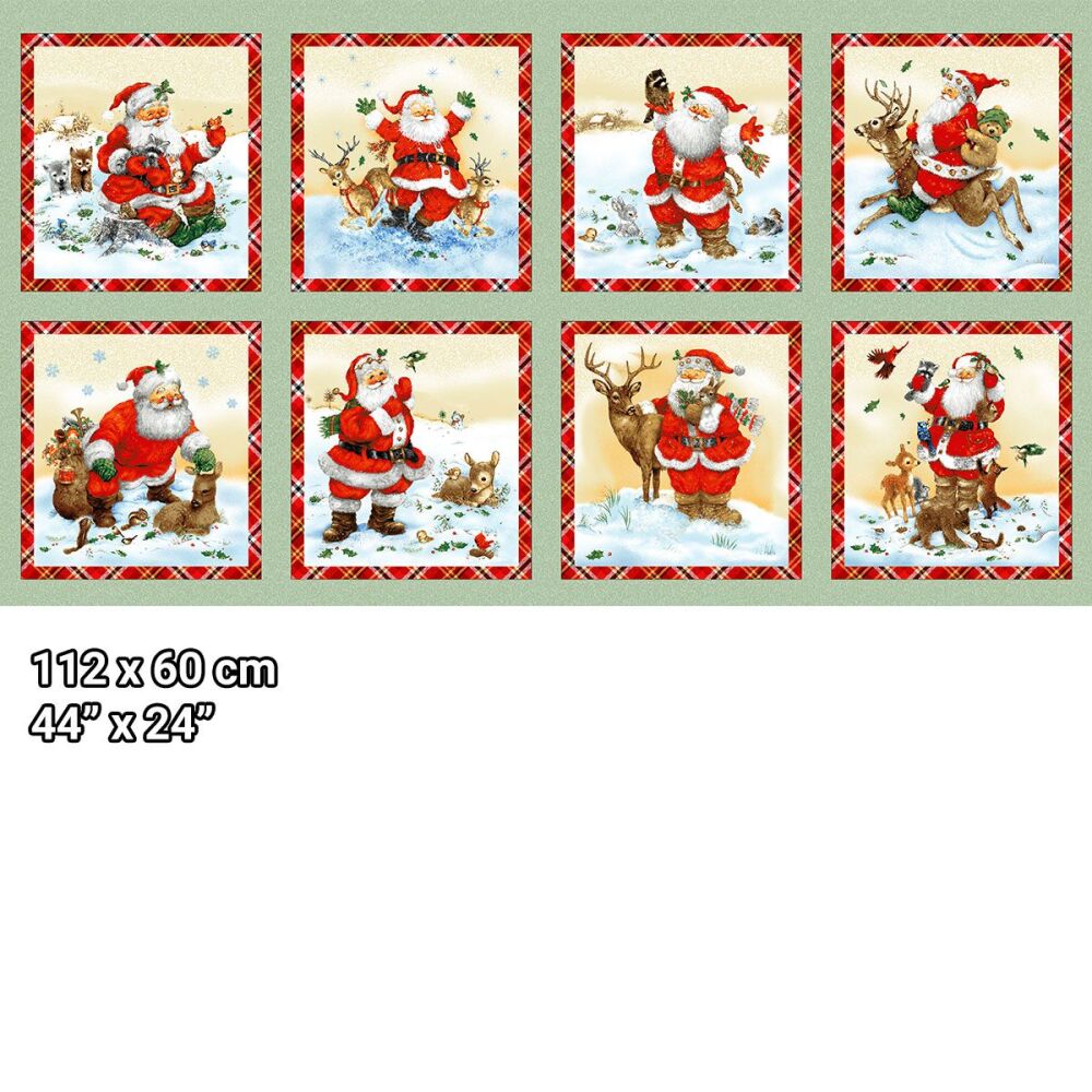 Santa & Friends Block Panel by Henry Glass 60cm x 110cm approx #4790-842