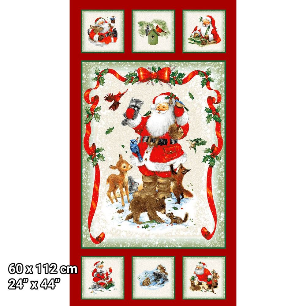 Santa & Friends Decorative Picture Panel by Henry Glass 60cm x 110cm approx #4795-046