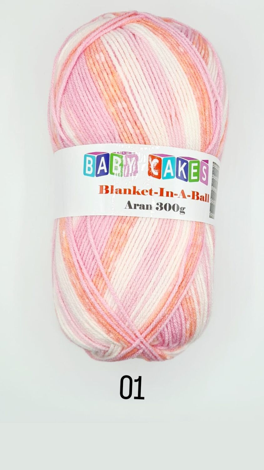 Baby Cakes Aran Blanket in a Ball 300g Pink 001