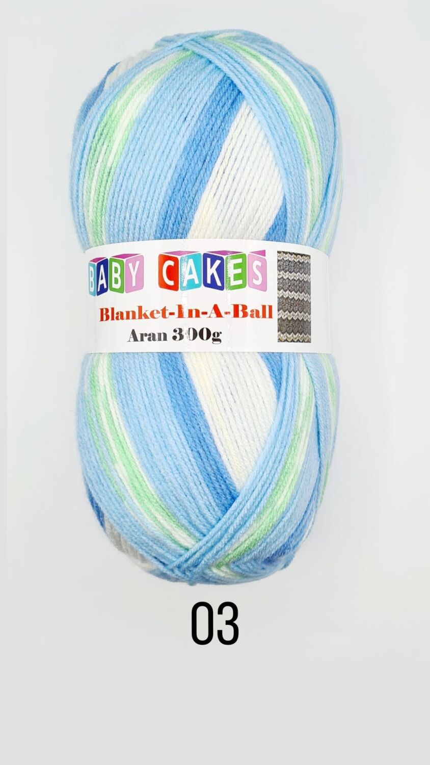 Baby Cakes Aran Blanket in a Ball 300g Blue 003