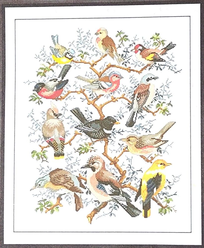 Cross Stitch Kit Tree With Birds 14CT Non Printed Plain White Aida Size 45cm x 54cm