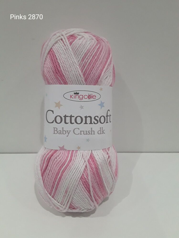 Cotton Soft Baby Crush Yarn 100g Double Knitting Crochet Crafts Pinks