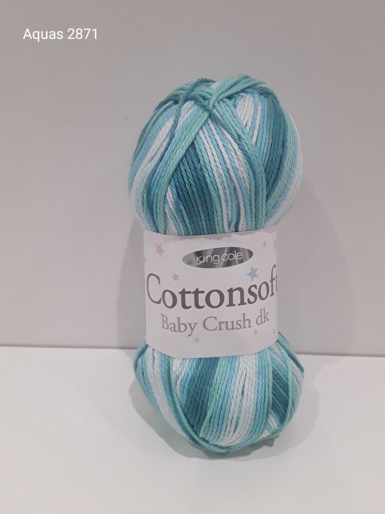 Cotton Soft Baby Crush Yarn 100g Double Knitting Crochet Crafts Aquas