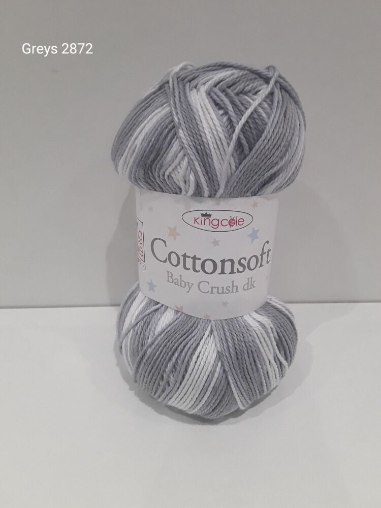 Cotton Soft Baby Crush Yarn 100g Double Knitting Crochet Crafts Greys