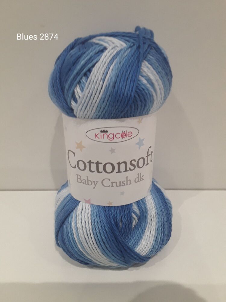 Cotton Soft Baby Crush Yarn 100g Double Knitting Crochet Crafts Blues