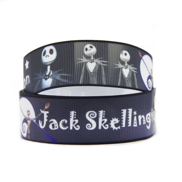 Elastic Ribbon Jack Skellington 16mm Wide - Sold per metre Black