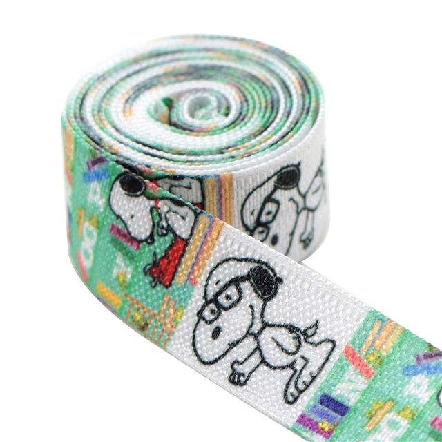 Elastic Ribbon Snoopy 16mm Wide - Sold per metre White