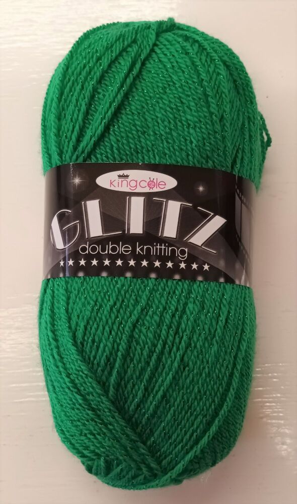 King Cole Glitz 100g Double Knitting  Yarn Crochet Crafts Christmas Green 3307