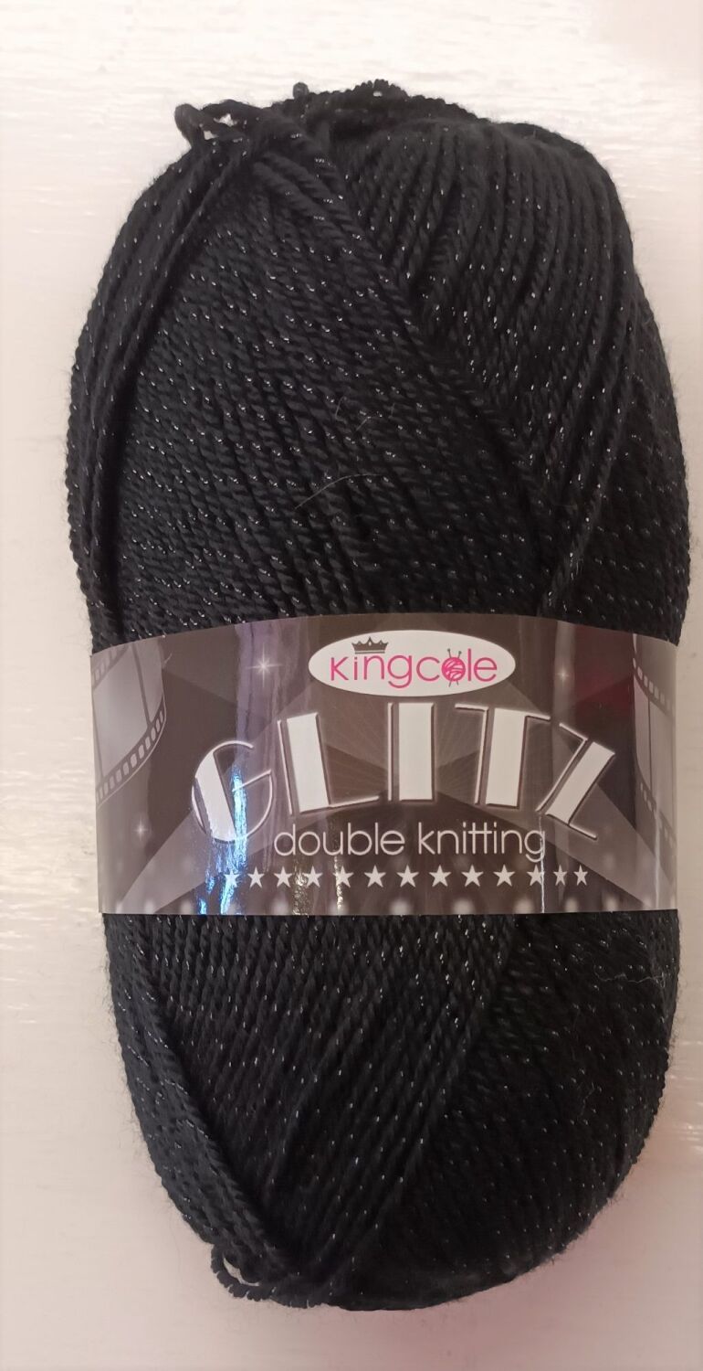 King Cole Glitz 100g Double Knitting  Yarn Crochet Crafts Jet 480