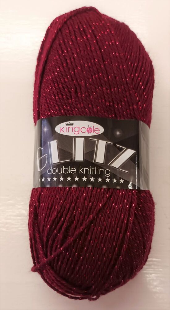King Cole Glitz 100g Double Knitting  Yarn Crochet Crafts Merlot 3389