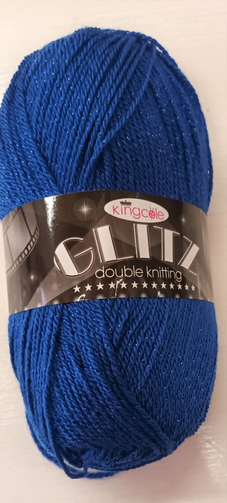 King Cole Glitz 100g Double Knitting  Yarn Crochet Crafts Sapphire 3499