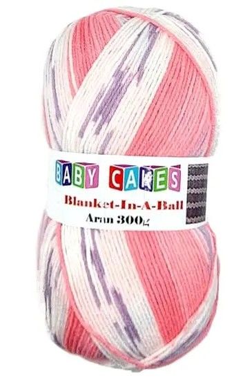 Baby Cakes Aran Blanket in a Ball by Woolcraft 300g Pink & Lilac 004